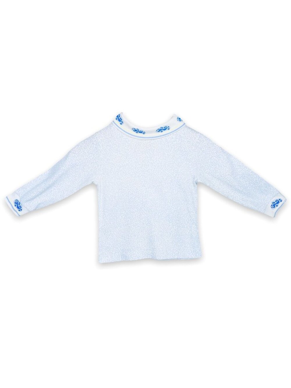 Vintage OshKosh White Blue Car Print Long Sleeve Turtleneck Shirt Top 18m / 24m